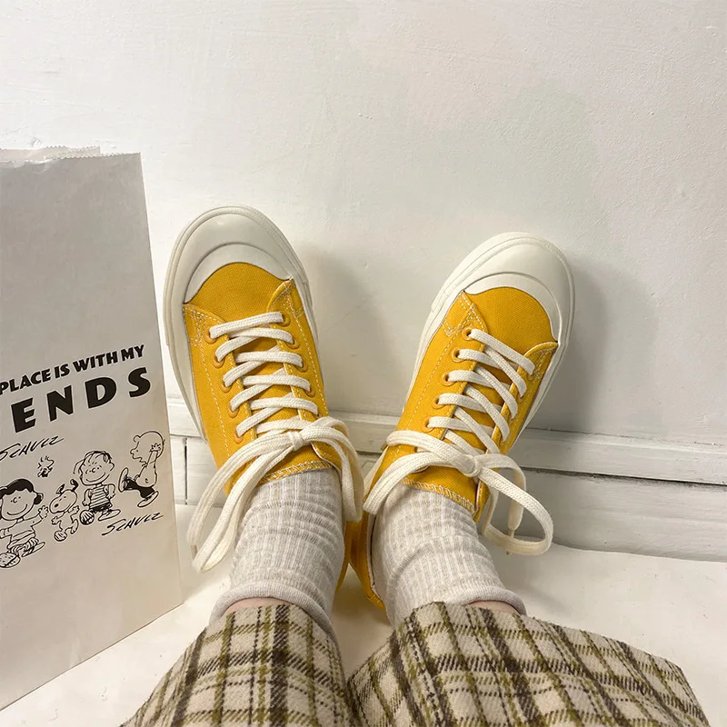 Canvas Shoes Women Designer Sneakers Fashion Women Flats Lace-up Fashion Ladies Casual Shoes Female Platform Vulcanized Shoes