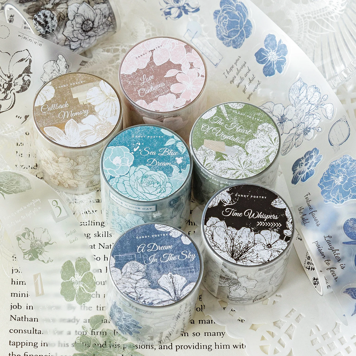 Наклейки С Цветочным Принтом Серия 40 Мм X 200 См 6 Стилей Для Скрапбукинга Журнала