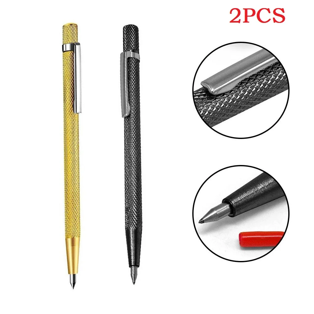 

2PCS Metal Plate Glass Marker Lettering Pen Tungsten Carbide Tip Scriber Pen Engraving Pen Ceramic Wood Carving Cutting Tool