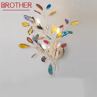brother retro wall lamp led agate decorative fixtures indoor hotel living room brass lights