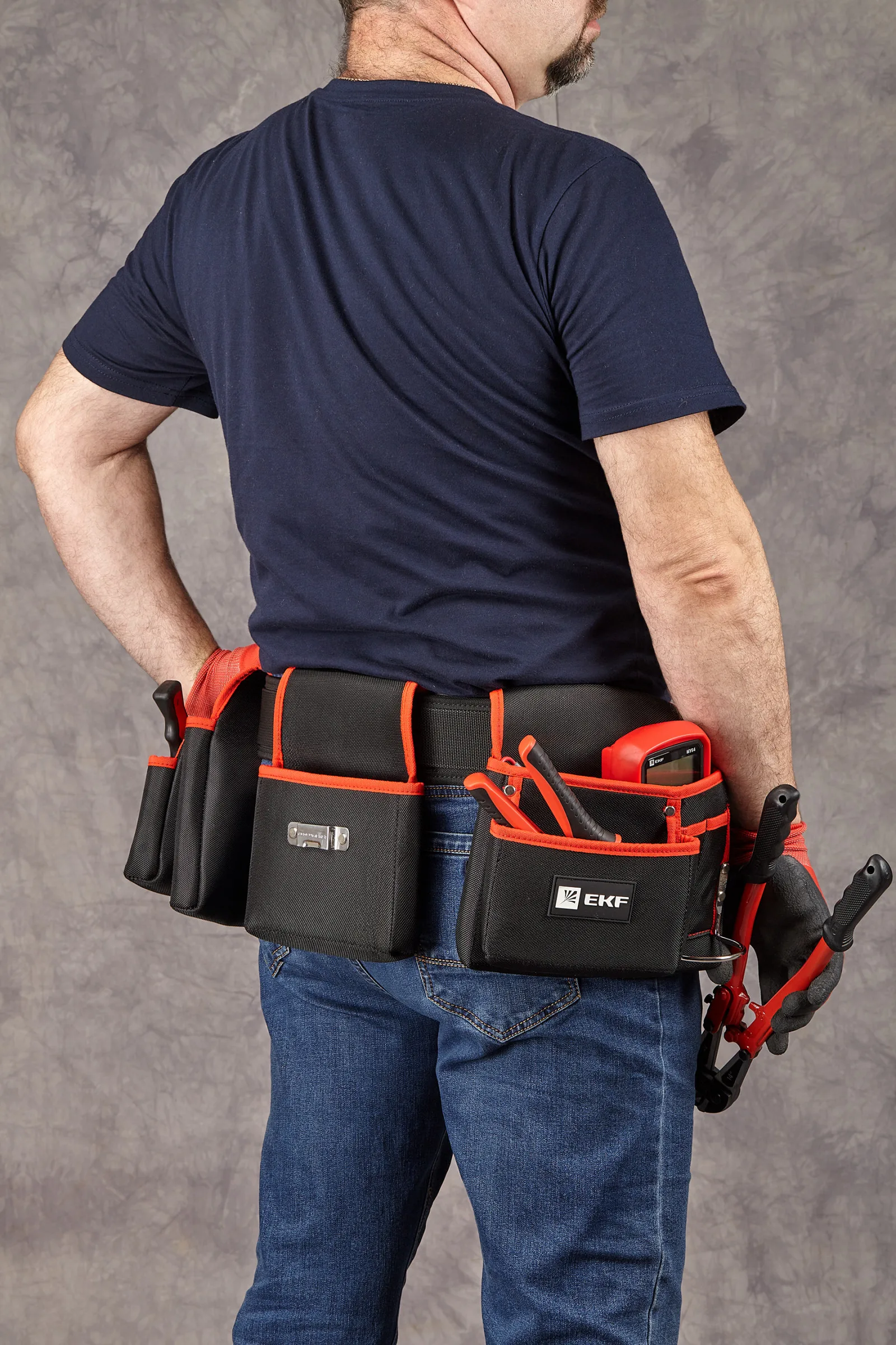 Сумка-пояс двухсекционная усиленная с двухшпеньковым ремнем С-12 EKF Professional - 1 шт