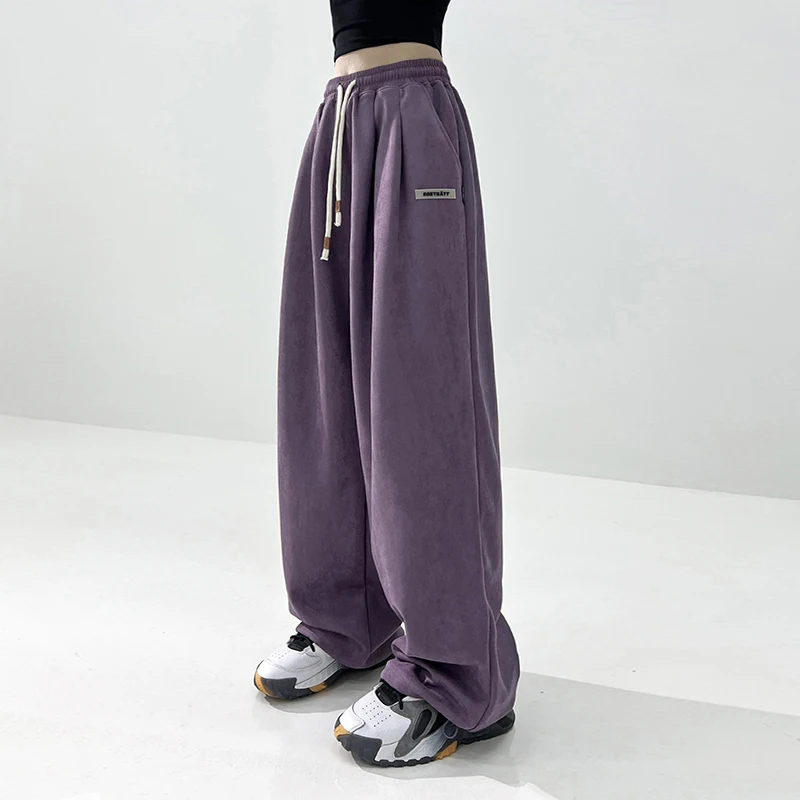 

Женские брюки с широкими штанинами, модные пряные повседневные брюки для девочек в стиле High Street, брюки с галстуком, свободные спортивные брюки для танцев