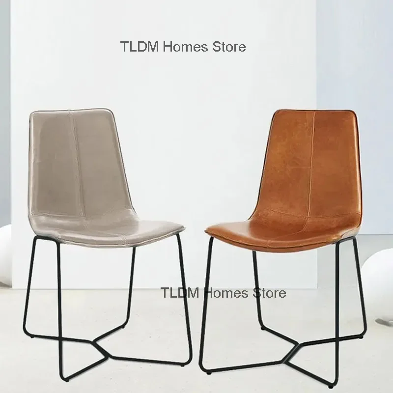 Обеденный стул Nordic Light роскошный ресторанный железный обеденный бытовой кожаный