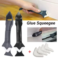 3 in 1 caulking tool set glass glue angle scraper with 5 silicone pads grout remover for kitchen bathroom