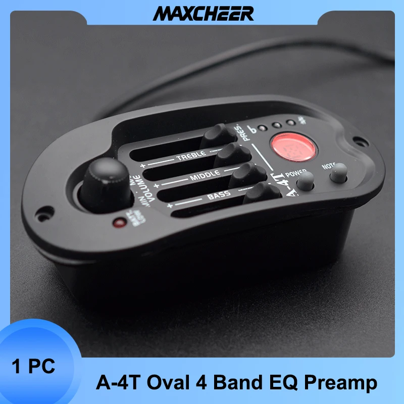

Acoustic Guitar Preamp 4 Band A-4T Folk Guitar Pickup EQ Equalizer Piezo Pickup Line with LCD Tuner Guitar Parts