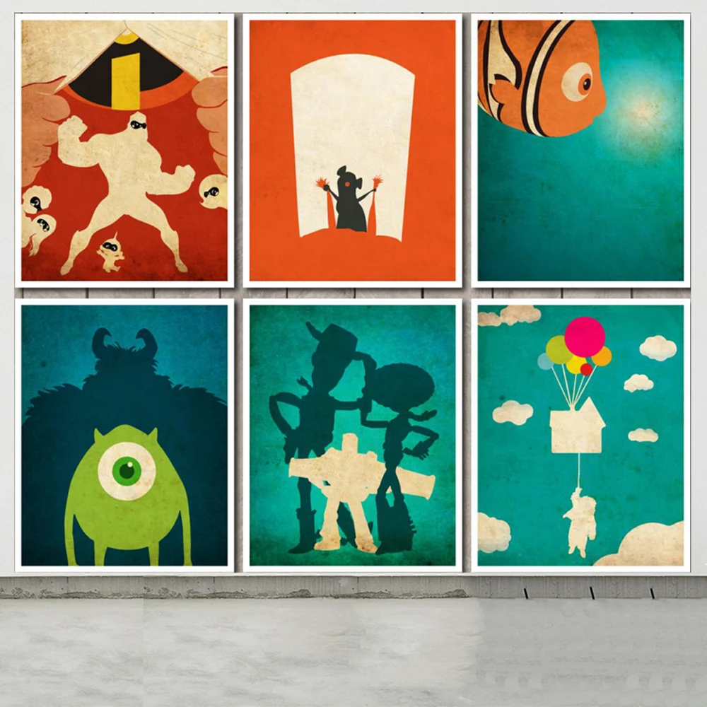 

Canvas Painting Pixar Cartoon Animated Movie Poster Disney Disney Classic Animation Finding Nemo Toys Story Wall Art Home Decor