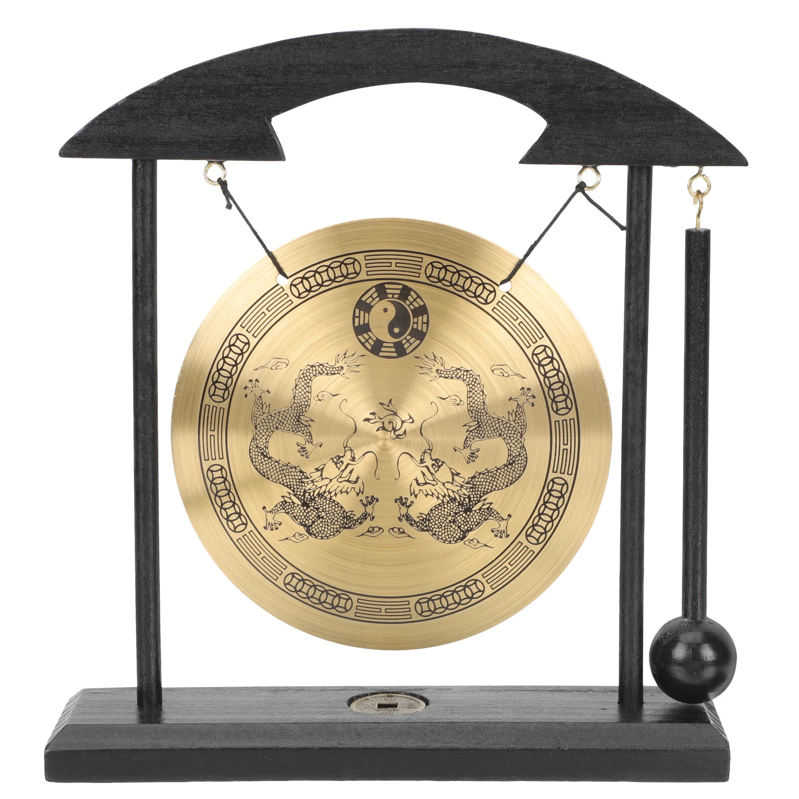 

Gong Chinese Bell Desk Tablemeditation Chime Zen Brass Giftdesktop Ornament Copper Standwind Decor Instrument Dragon Blessing