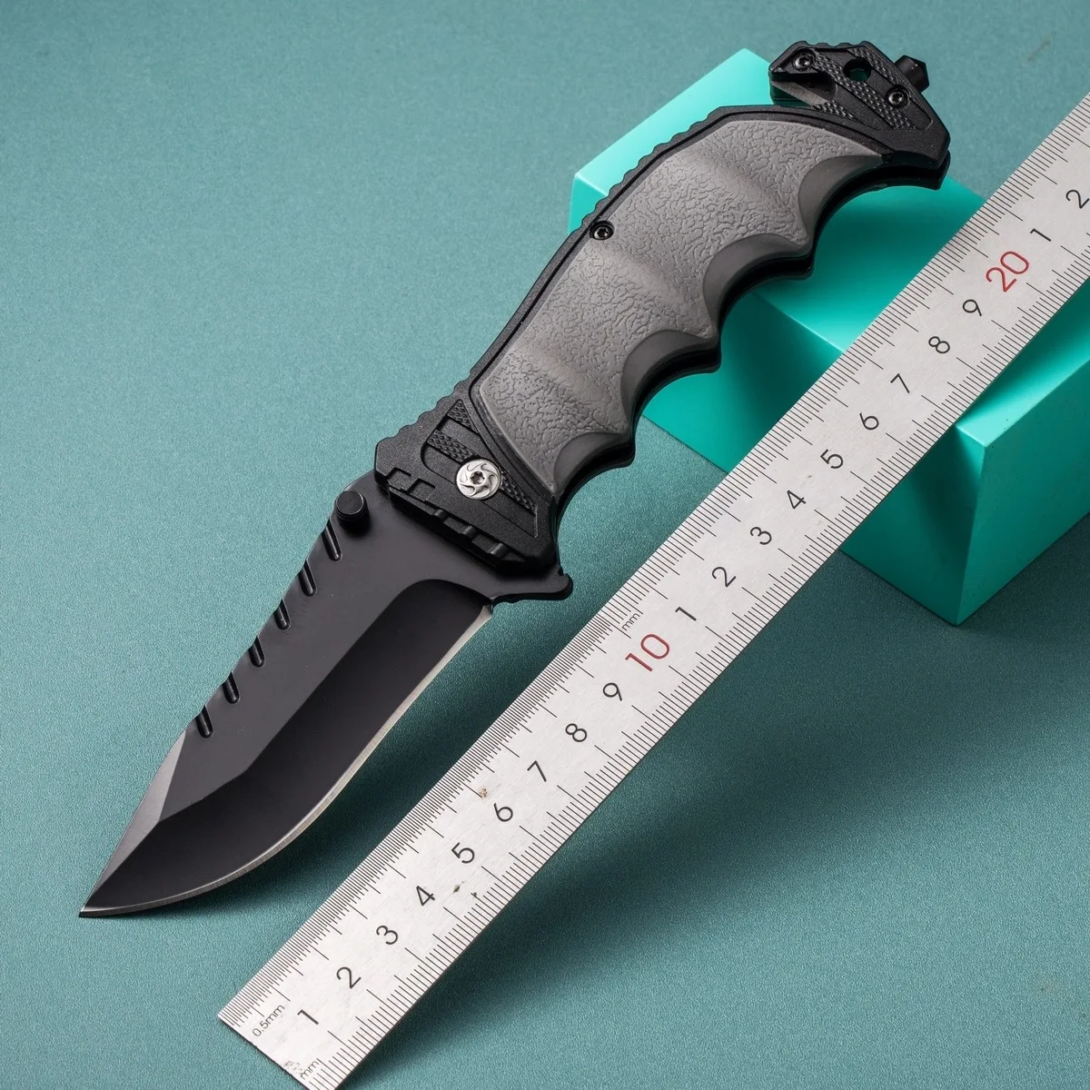 

Folding Knife 7CR17MOV Black Blade Rubber Handle Military Tactical Pants Belt Clip Knives Outdoor Combat EDC Survival Knife
