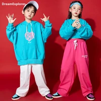 boy hip hop hoodies sweatpants girls crop top street dance pants clothing sets kids loose outfits child jazz costumes streetwear