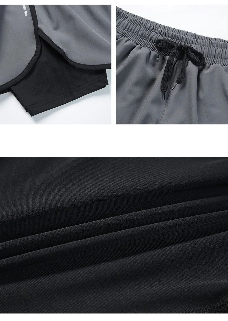 2022 Running Shorts Men 2 In 1 Double-deck Quick Dry GYM Sport Shorts Basketball Football Fitness Breathable Short Pants With Li