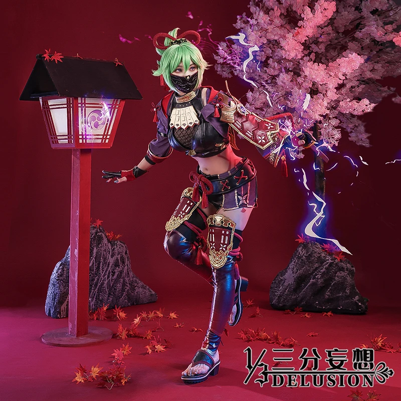 Anime Genshin Auswirkungen Kuki Shinobu Ninja Sexy Schlacht Uniform Party Kleid Rolle Spielen Cosplay Kostüm Halloween Frauen 2022New