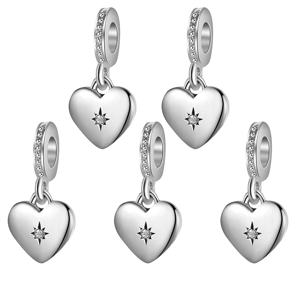 5pcs Heart-shaped Hanging Pendant Bracelet Charm Jewelry Pendant Accessory