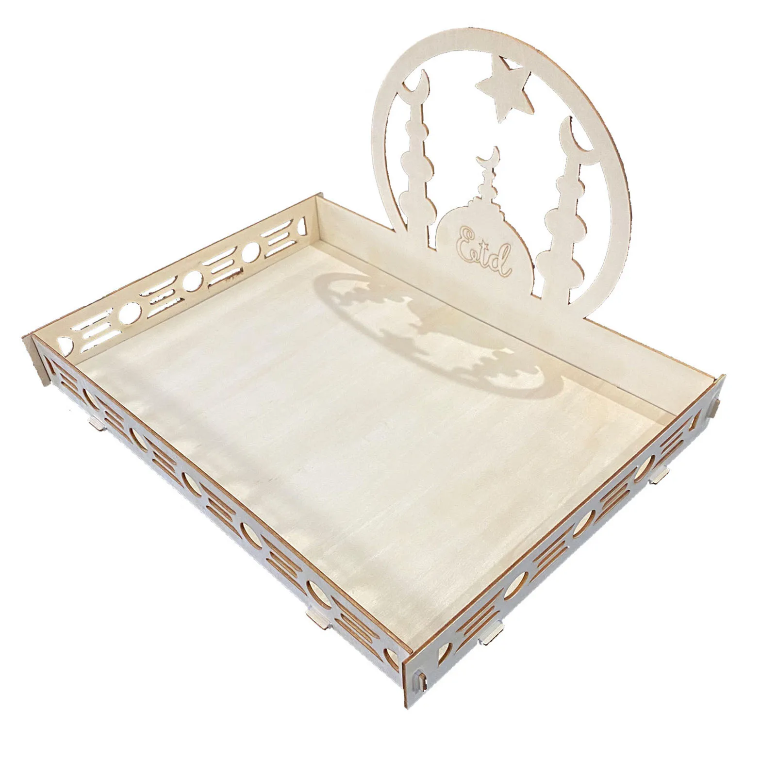

Ramadan Wooden Tray Eid Plates Ramadan Decorations Serving Tableware Dessert Pastry Display Holder Party Serving Display 66cy