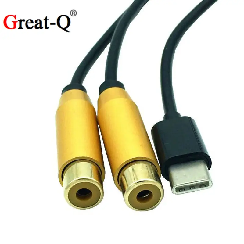 Аудиокабель USB C RCA кабель Type-C на 2 КАБЕЛЬ 2rca Jack типа для iPhone Sumsung Xiaomi динамиков