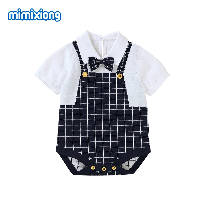 

Summer Baby Boys Bodysuits Clothes Fashion Turn-Down Neck Short Sleeve Newborn Infant Cotton Onesie 0-18m Toddler Kids Costumes