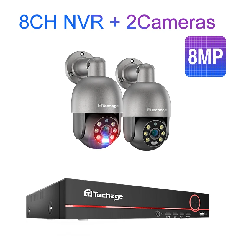 Techage 8-канальный PoE NVR комплект видеонаблюдения 5Мп