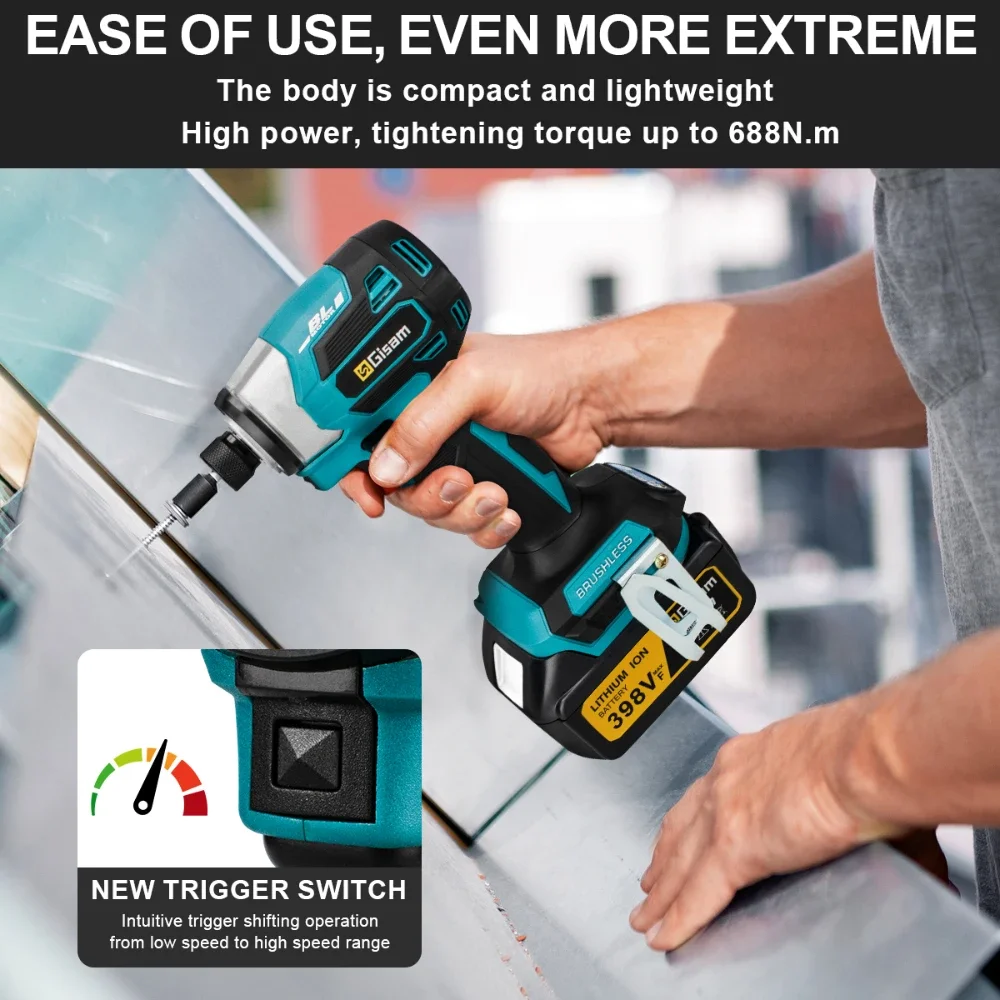 688 Нм 8 скоростей 1/4 дюйма бесщеточная электрическая отвертка аккумуляторная