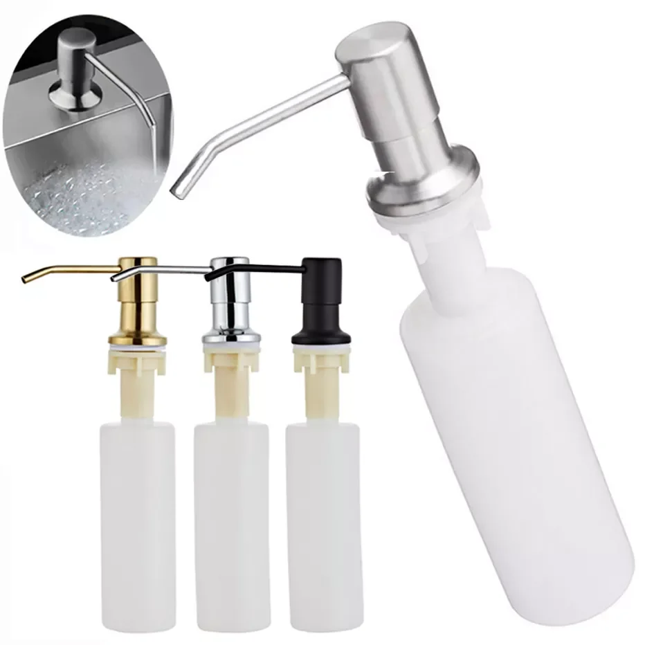

300ML Kitchen Sink Soap Dispenser Brushed Stainless Steel Soap Bottle Bathroom Manually Press Soap Bottle Kitchen Accessories
