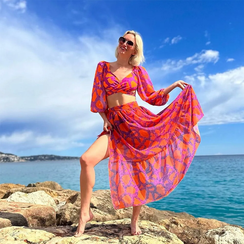 

Female Retro Swimsuit Two Pieces New Printed Bikini Cover Up Women's Holiday Beachwear Swimwear Designer Bathing Suit