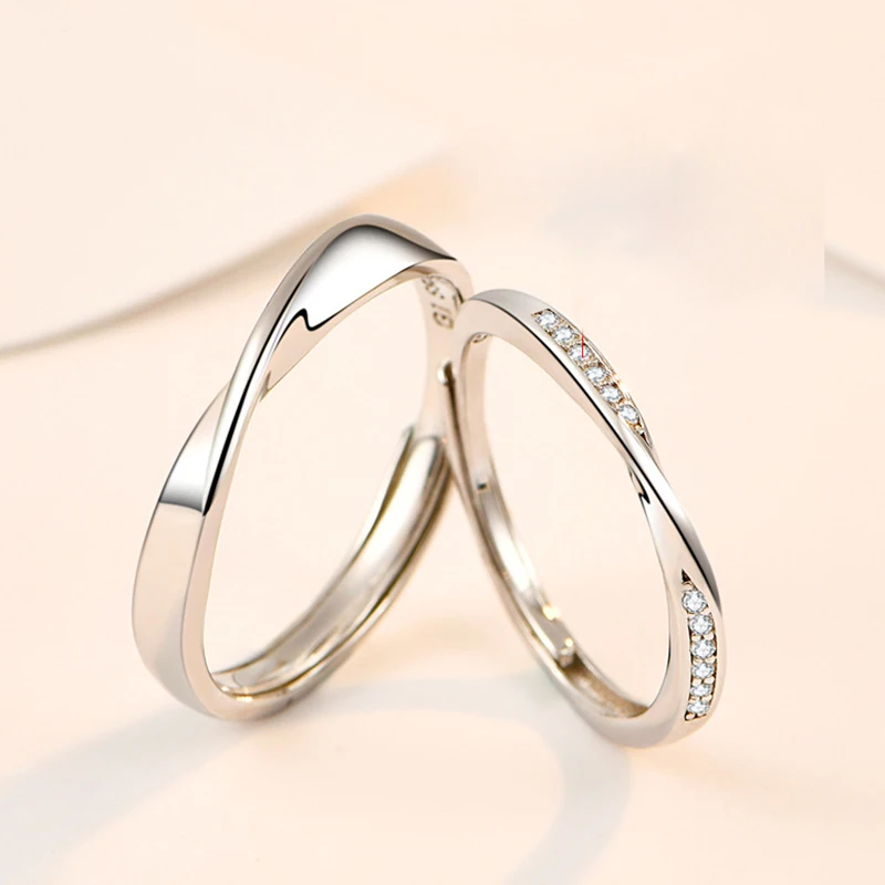 

European Real S925 Sterling Silver Fashion Classic Couple Ring With AAA Zircon For Women Birthday Jewelry Gift