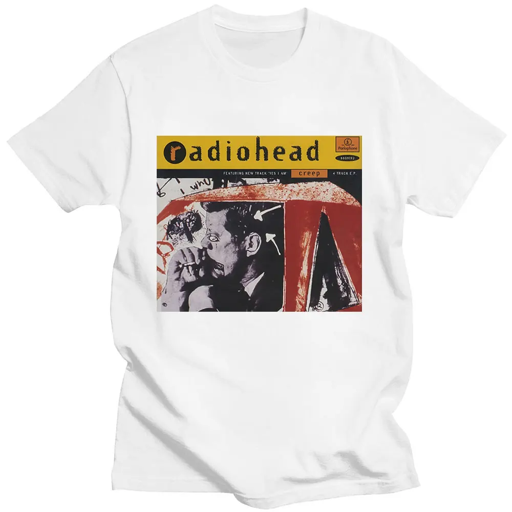 

Radiohead English Rock Band 1985 Vintage T Shirt Hip Hop Music Album Print T-shirts Men's Short Sleeve Cotton Tee Shirt Unisex
