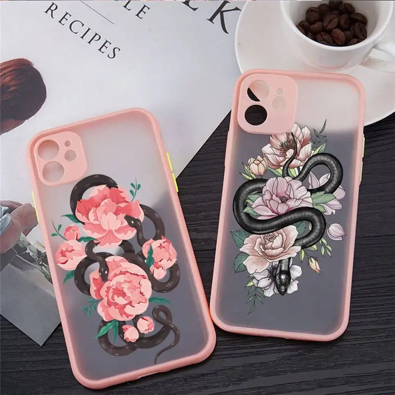 

Flower Snake Phone Case matte transparent For iphone 11 12 13 7 8 plus mini x xs xr pro max cover