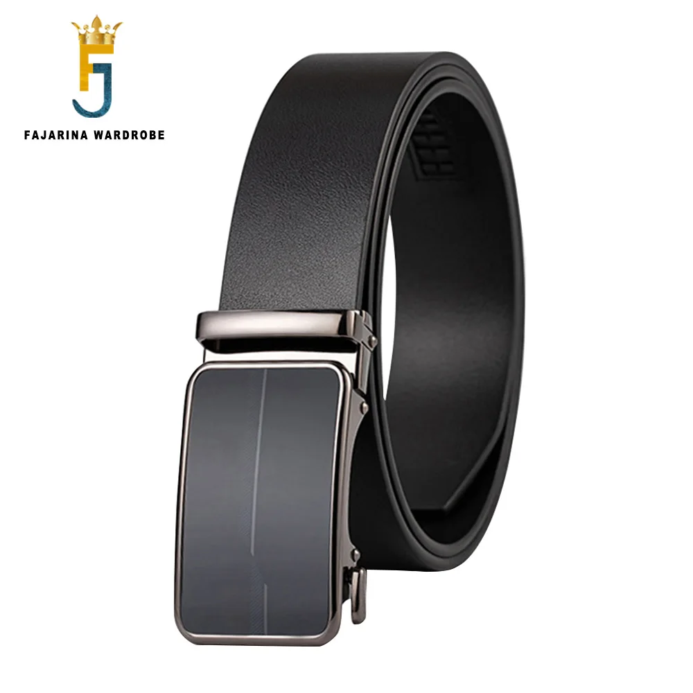 FAJARINA Mens Cowhide Leather Belts New Formal Styles Top Quality Cow Genuine Fashion Automatic Buckle Men 3.5cm Width N17FJ1193