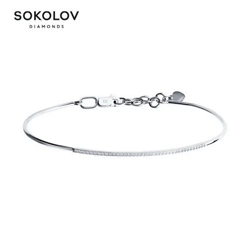 Браслет жёсткий SOKOLOV Diamonds из белого золота с бриллиантами Золото 585 Браслеты на