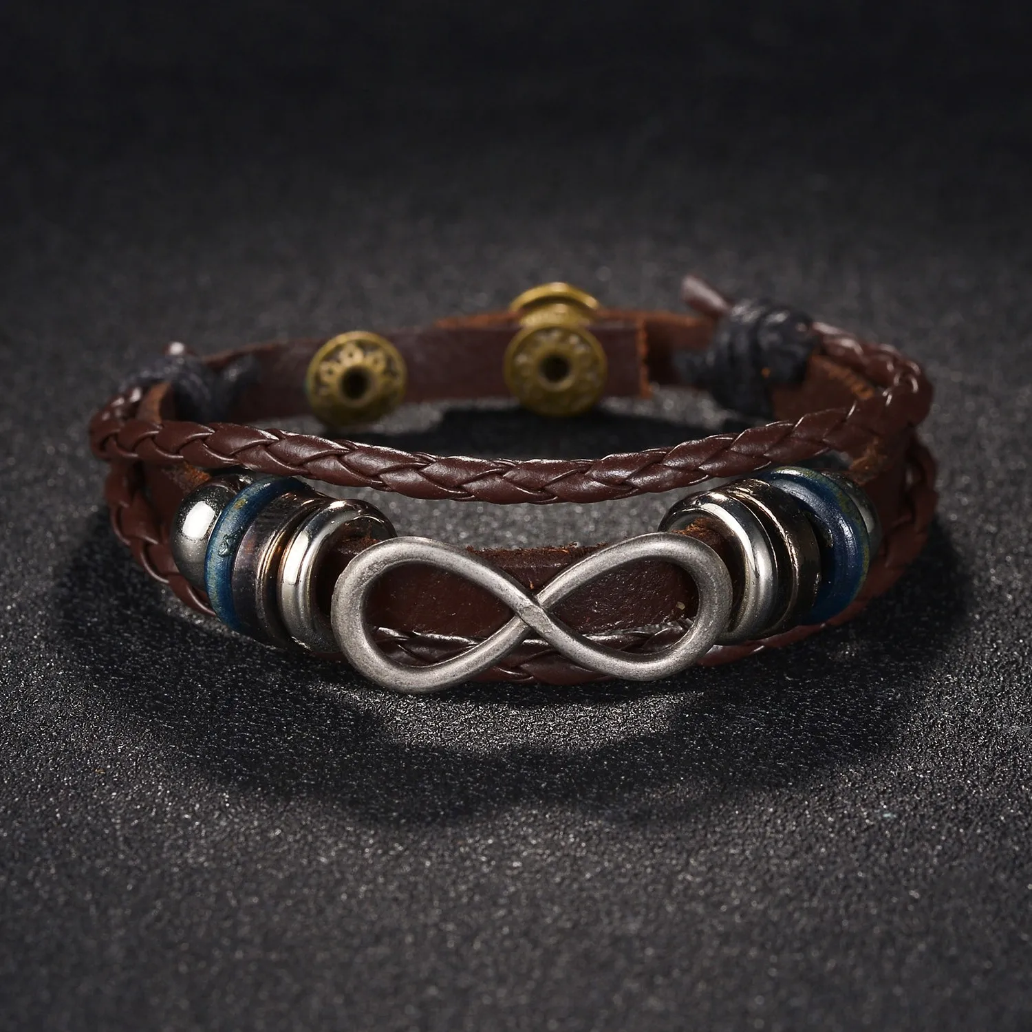 

Gothic Men Leather Bracelet Braided Wrap Multilayer Bracelets Leather Punk Combination Bracelet For Men Jewelry