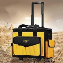 Multifunctional Pull Rod Tool Kit Repair Suitcase Hvac Tool Electrician Kit Durable Woodworking Drag Type Toolbox Storage Bag 