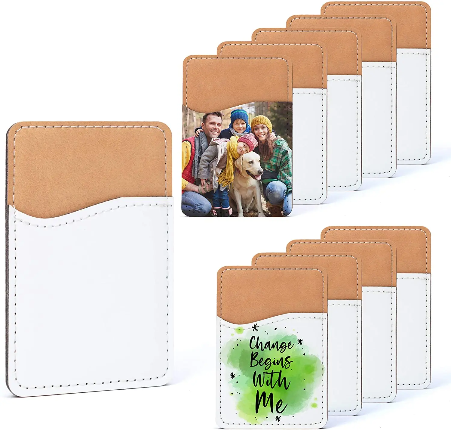 5PCS Bulk Printable PU Cards Holder Sublimation Blanks for Phones with Stickers Heat Press DIY Accessories Products - - Цена: 4.45