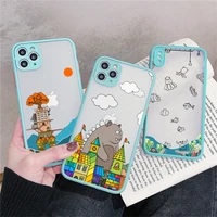 ins cute cartoon illustration phone case for iphone 7 8 plus se 2020 13 11 12 pro max mini xr x xs max pc hard shockproof cover