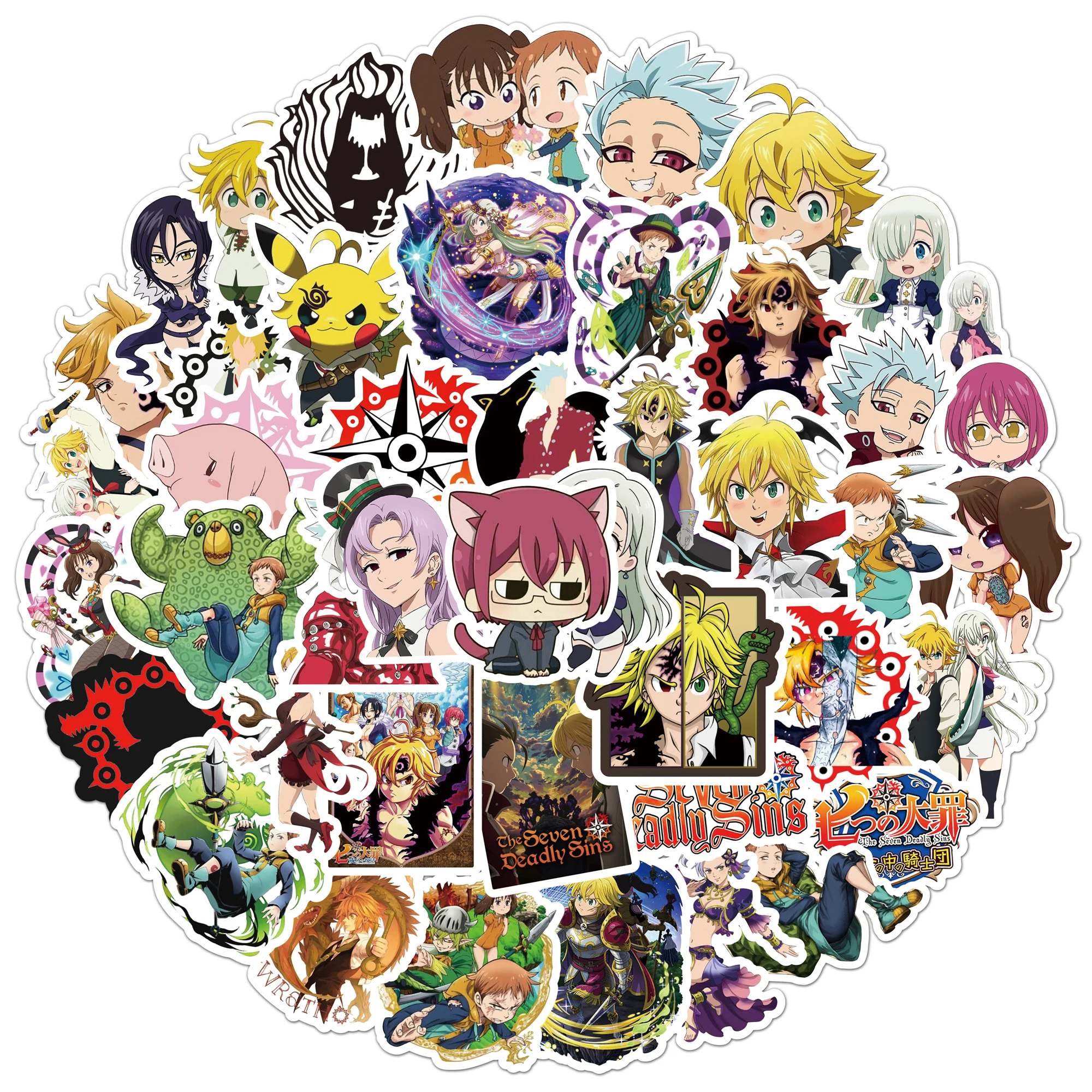 

50 Pcs/Set Anime Seven Deadly Sins Graffiti Stickers Skateboard Fridge Laptop Motorcycle Suitcase Creative Water Proof Sticker