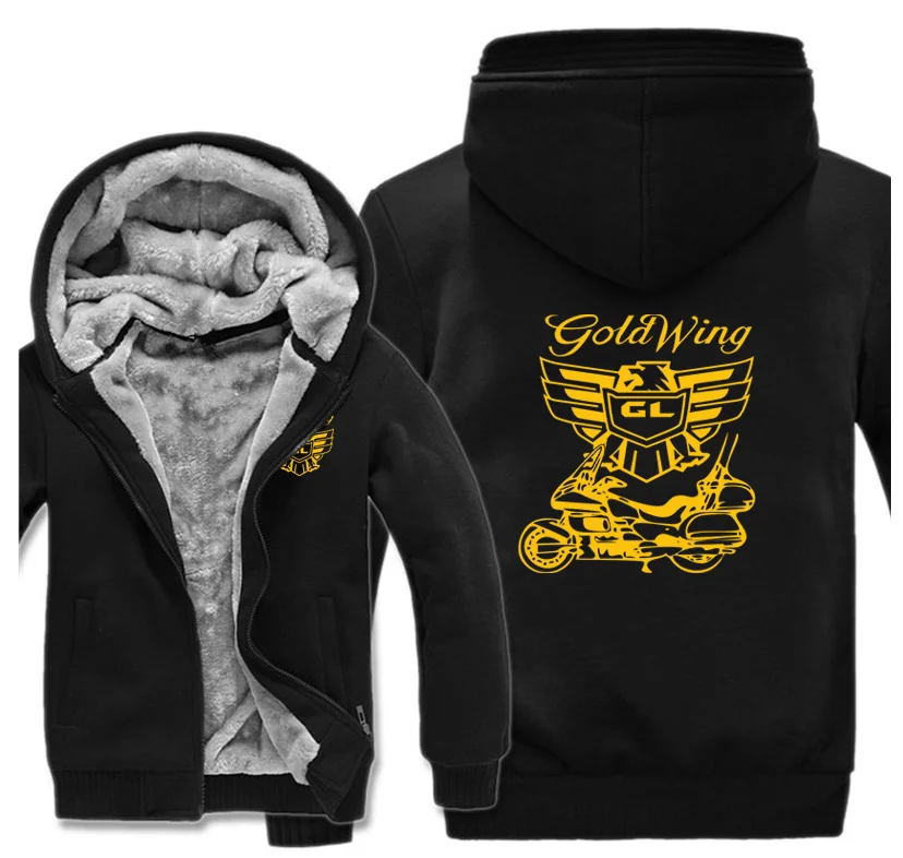 

New motorcycle Honda Gold Wing Hoodies Men's Print Jackets Winter Fleece Zipper Thicken Men Hooded Comfortable Padded Brand