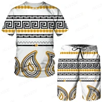 africa mens outfit summer short sleeve t shirt set fashion 2 piece streetwear 3d printed sports beach shorts sportswear suits