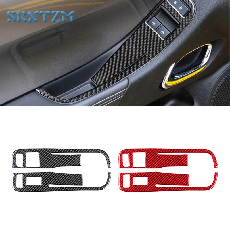 

Carbon Fiber Car Window Lift Button Frame Sticker For Chevrolet Camaro 2010 2011 2012 2013 2014 2015 LHD