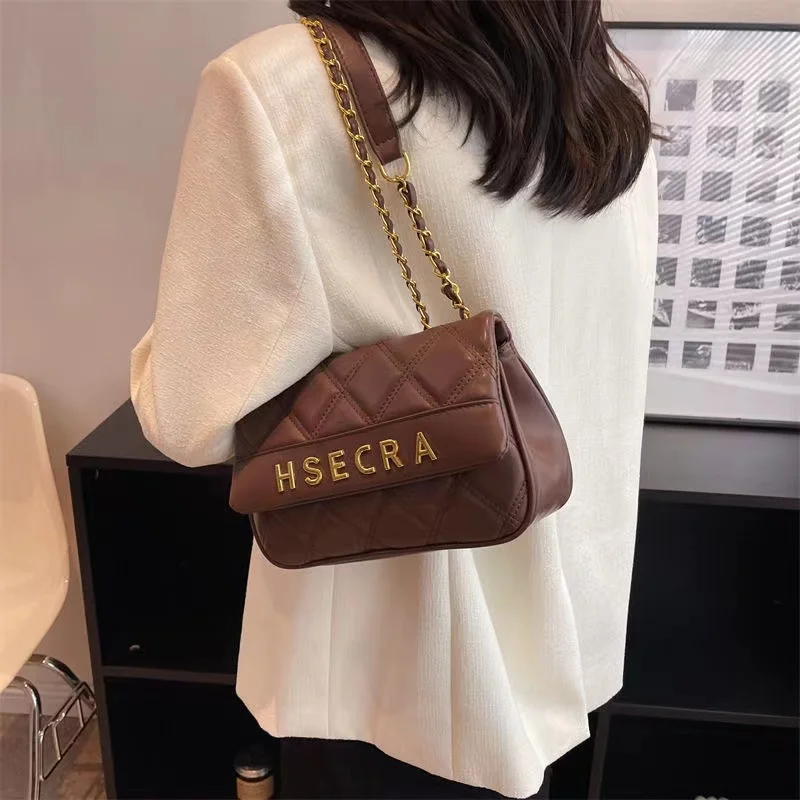 Women's Retro Bag Female 2022 New Fashion Casual Diamond Lattice Chain Shoulder All-match Crossbody Messenger Bag for Ladies