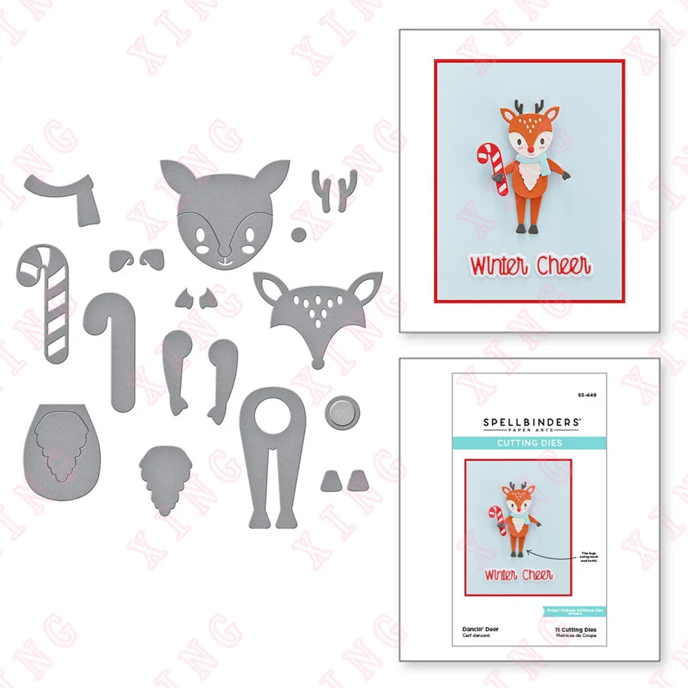 

2022 New Scrapbook Diary Decoration Embossing Template Diy Gift Card Handmade Craft Metal Cutting Dies Dancin' Deer Etched Dies