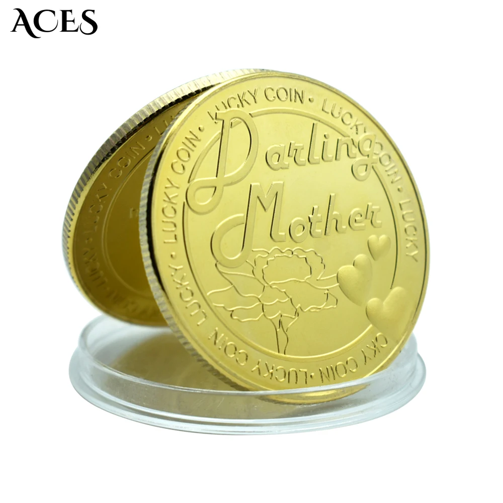 

Darling Mom Gold Plated Coin Lucky Coin for Mom Mother's Day Gift Mom Kids Love Birthday Present Coins Collectibles