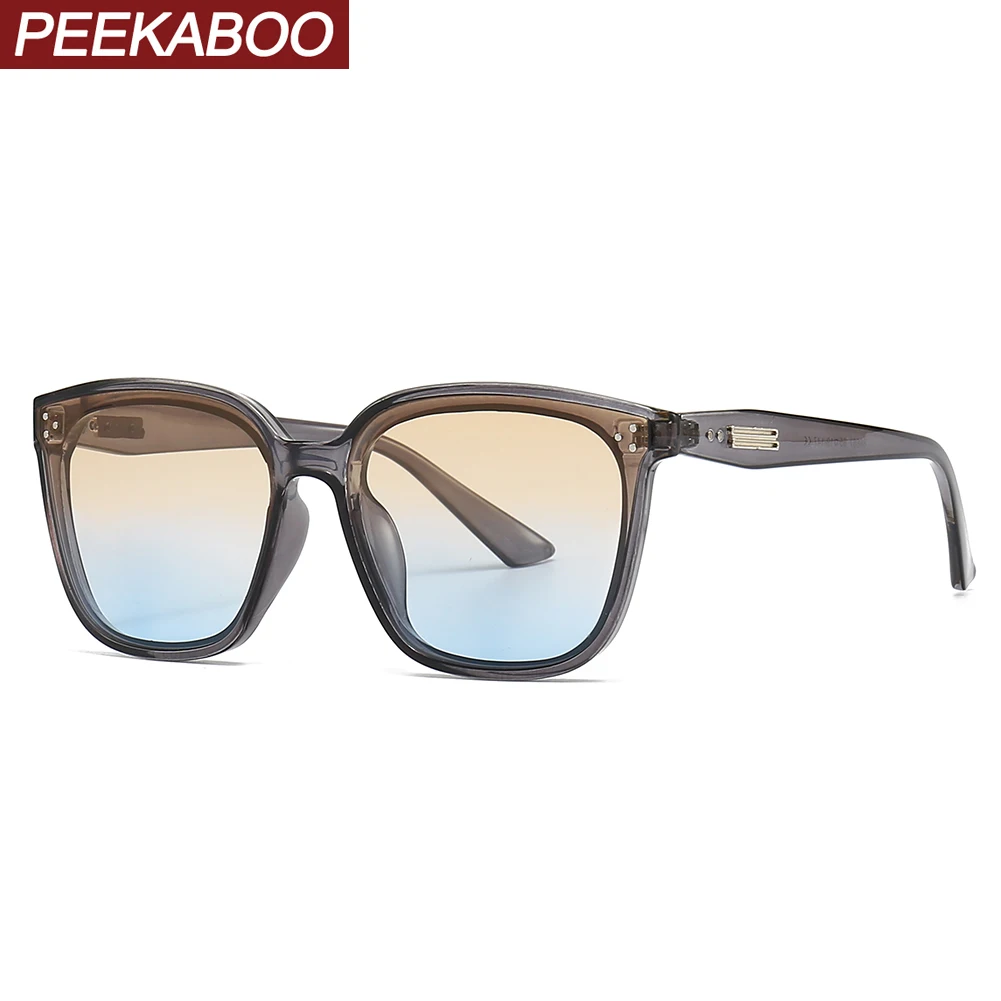 

Peekaboo black square frame sunglasses uv400 korean style fashion sun glasses for women male brown green unisex dropshipping