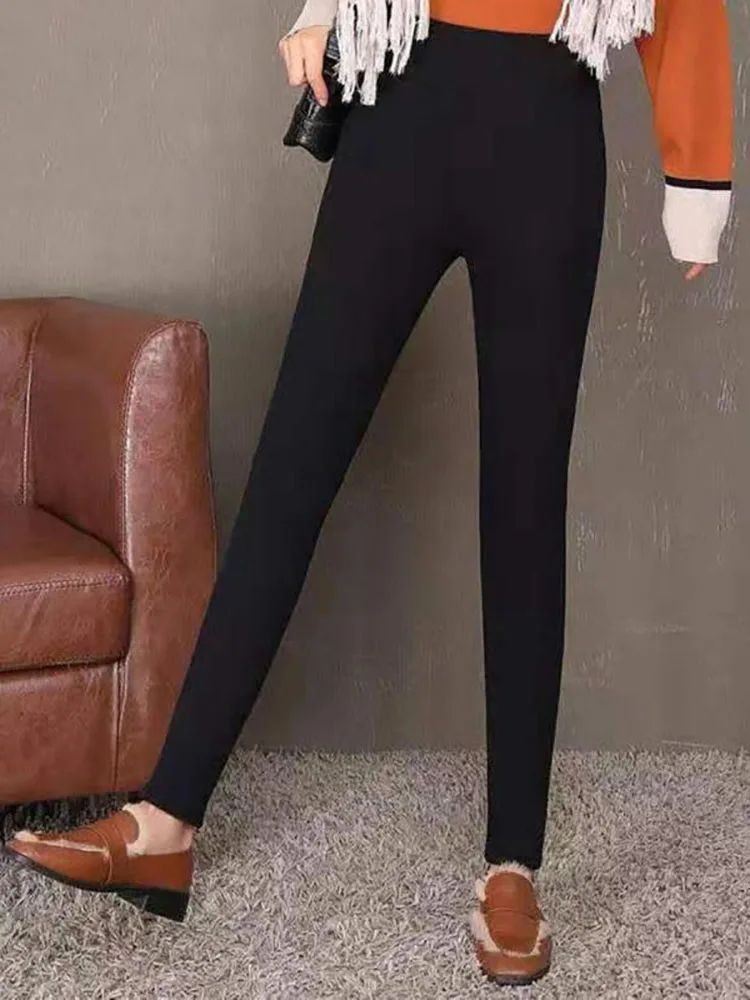 Женские бархатные леггинсы с высокой талией однотонные | Женская одежда