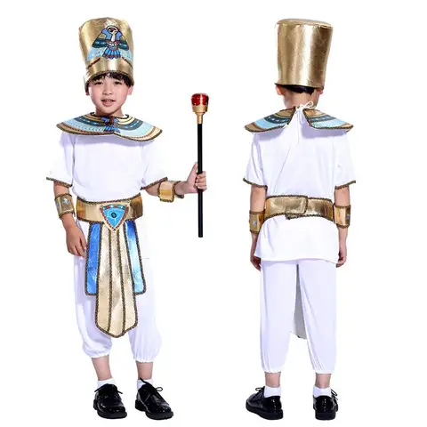 Мальчик девочка древний египетский фараон Клеопатра принц принцесса косплей костюм для детей карнавал Хэллоуин с аксессуарами
