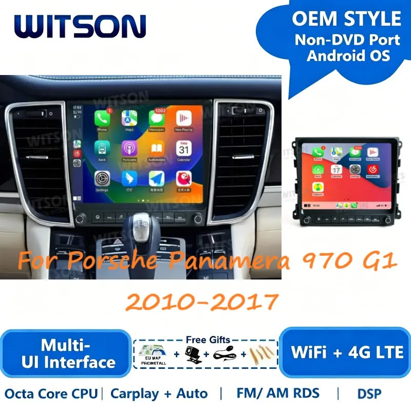 Фото Автомагнитола WITSON Android Auto для Porsche Panamera 970 G1 2010-2017 с CarPlay, навигацией, аудио DSP, GPS и мультимедиа №1