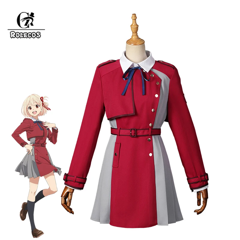 

Костюм для косплея ROLECOS Lycoris Recoil nishikier Chisato Inoue Takina, школьная форма красного и синего цвета, наряд для Хэллоуина и вечеринки, полный комплект