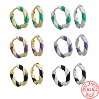 goldsilver color 925 sterling silver colorful spiral drop oil hoop earrings multicolor enamel all match fine jewelry for women
