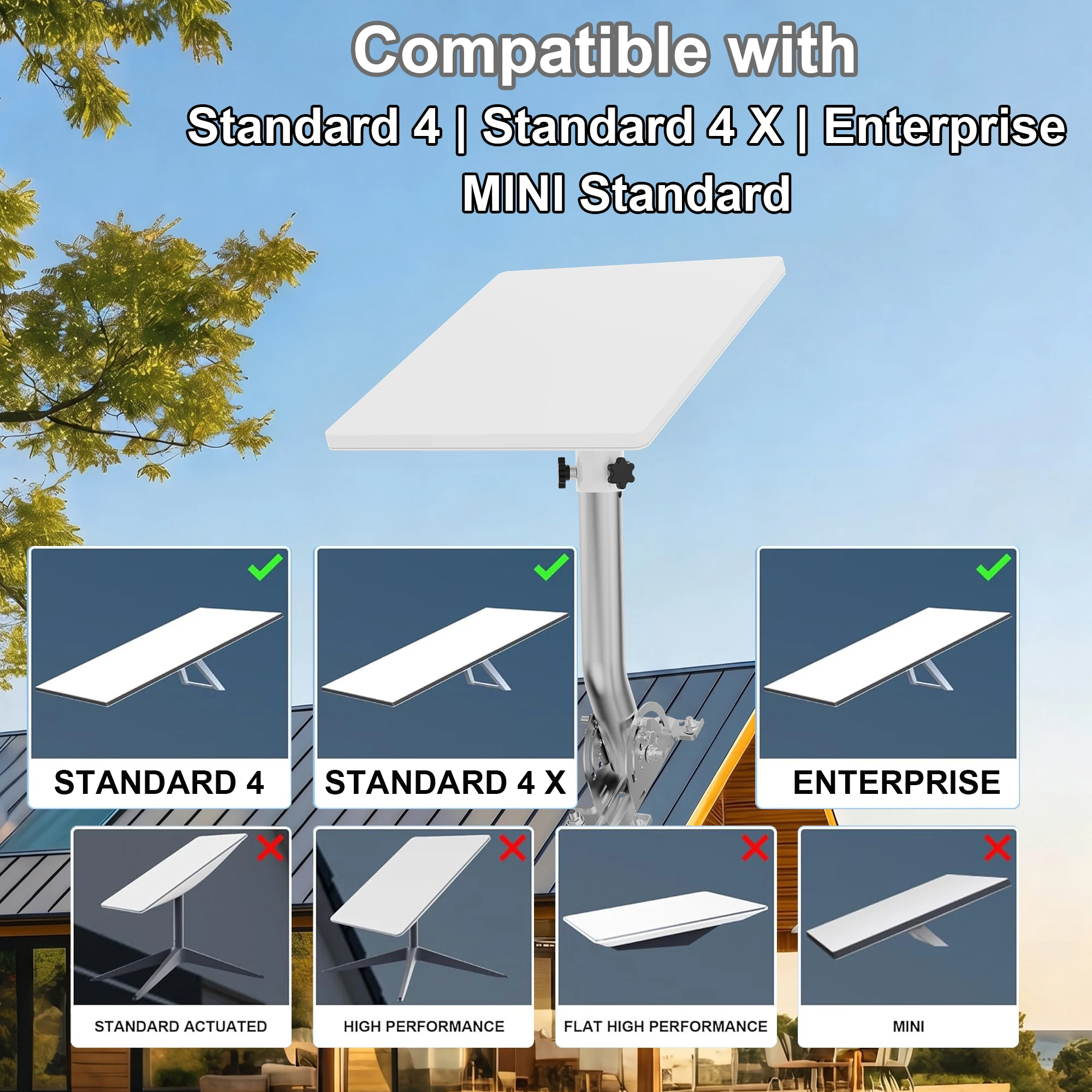 Фото Крепление на крышу Starlink Mini V4, прочный металлический настенный кронштейн, 160 °   Регулируемый по наклону, с комплектом креплений для алюминиевых трубчатых адаптеров №3