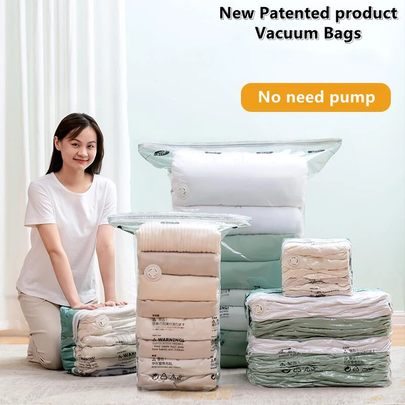 

No Need Pump Vacuum Bags Large Plastic Storage Bags for Storing Clothes Blankets Compression Empty Bag Covers Travel Accessories