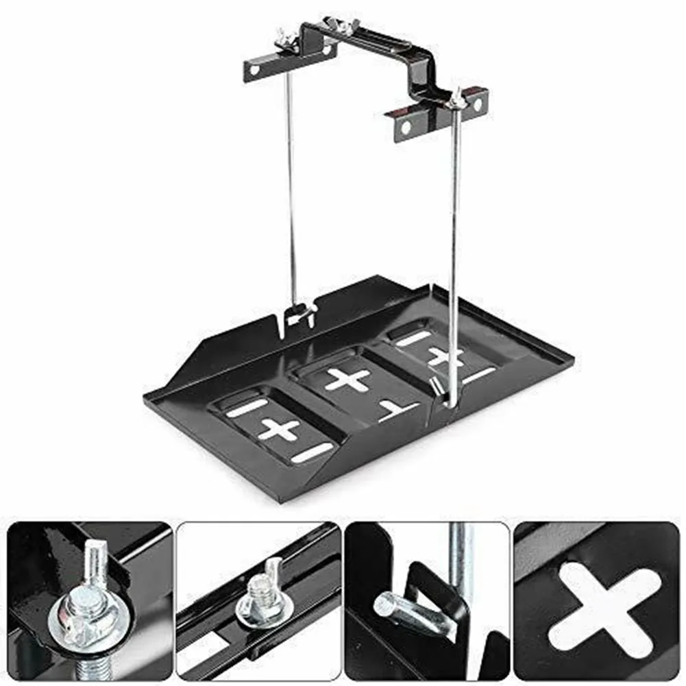 

New Universal Car Battery Holder Tray Automotive Marine Accessories Adjustable Hold Down Clamp Bracket Support Kit New