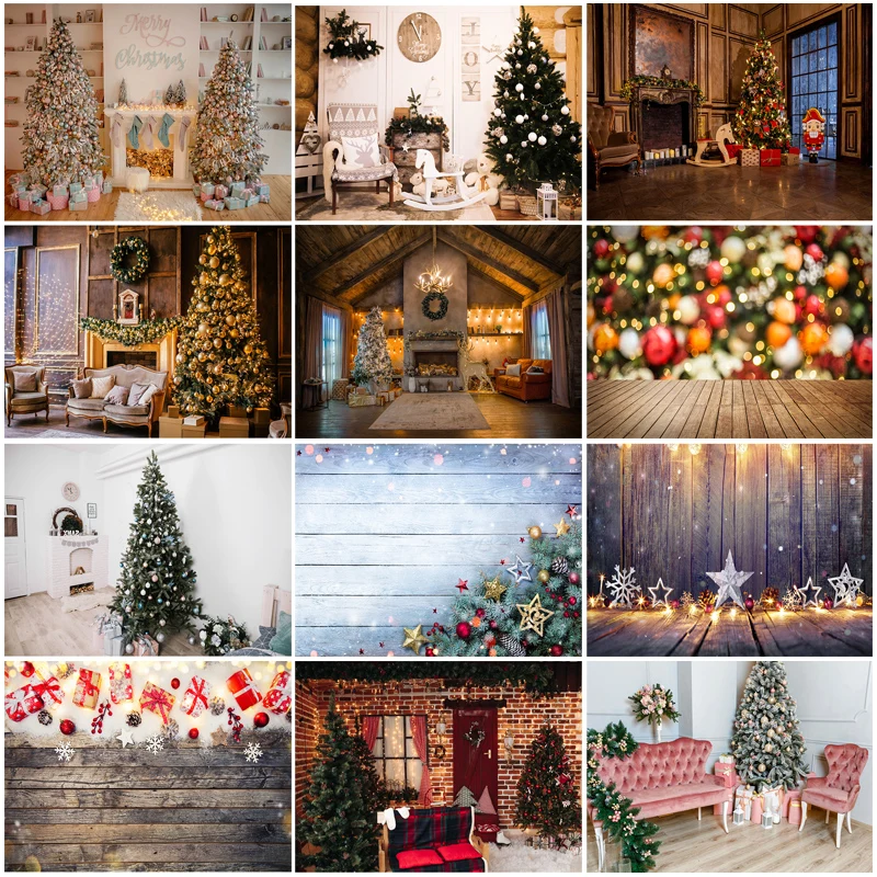 

SHENGYONGBAO Christmas day Backgrounds For Photography Winter Snow Gift Baby Newborn Portrait Photo Backdrops 210316SLT-03