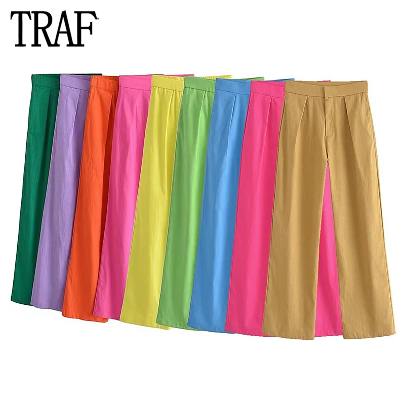 

Брюки женские прямые с широкими штанинами и завышенной талией, на осень